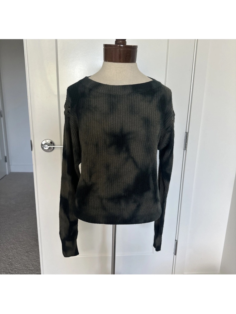 Splendid Hillside Sweater Tie Dye Military Olive / Green Open Knit Size XS Women